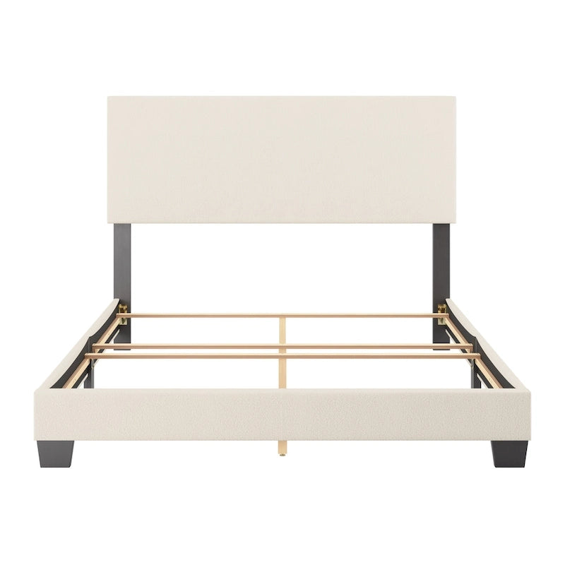 Lit Nova moderne en bouclé rembourré, sommier tapissier requis