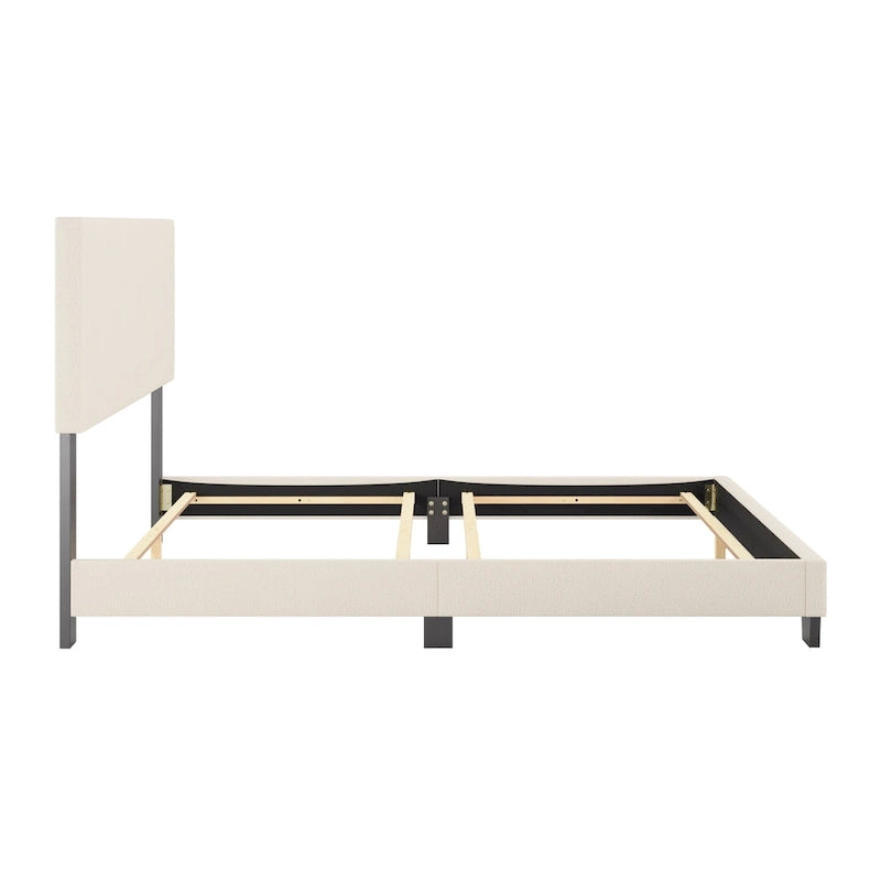 Lit Nova moderne en bouclé rembourré, sommier tapissier requis