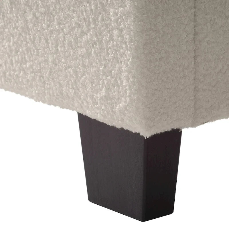 Lit Nova moderne en bouclé rembourré, sommier tapissier requis