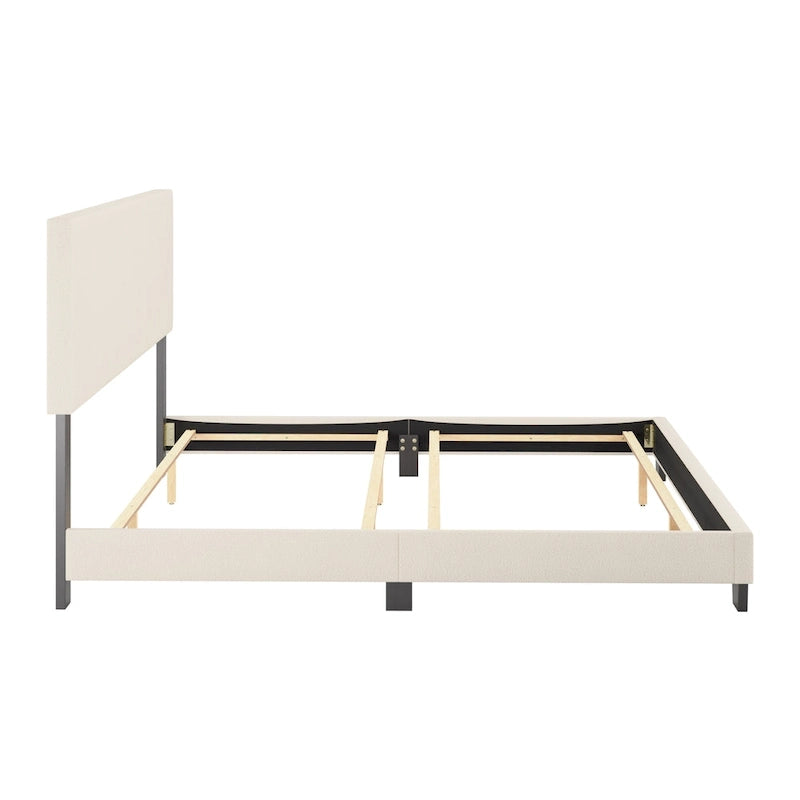 Lit Nova moderne en bouclé rembourré, sommier tapissier requis