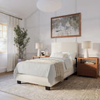 Lit Nova moderne en bouclé rembourré, sommier tapissier requis