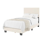 Lit Nova moderne en bouclé rembourré, sommier tapissier requis
