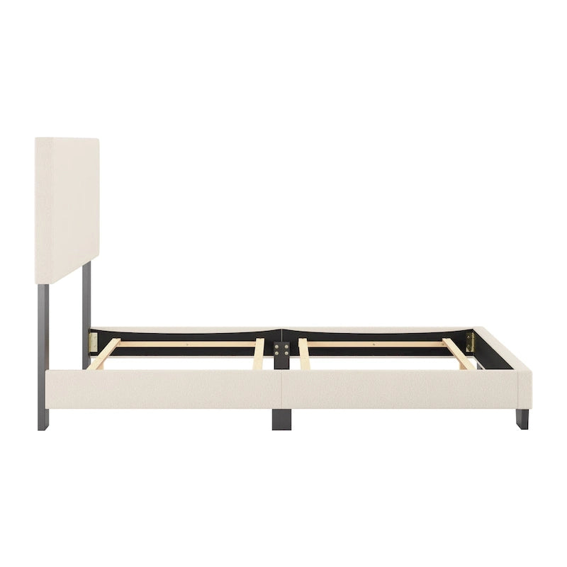 Lit Nova moderne en bouclé rembourré, sommier tapissier requis