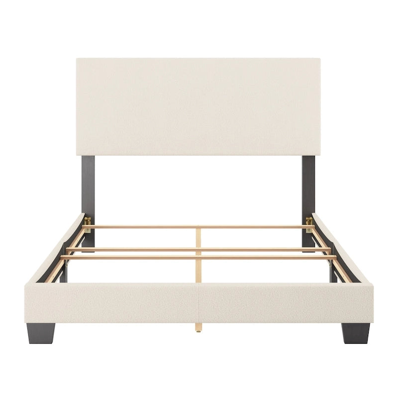 Lit Nova moderne en bouclé rembourré, sommier tapissier requis