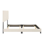 Lit Nova moderne en bouclé rembourré, sommier tapissier requis
