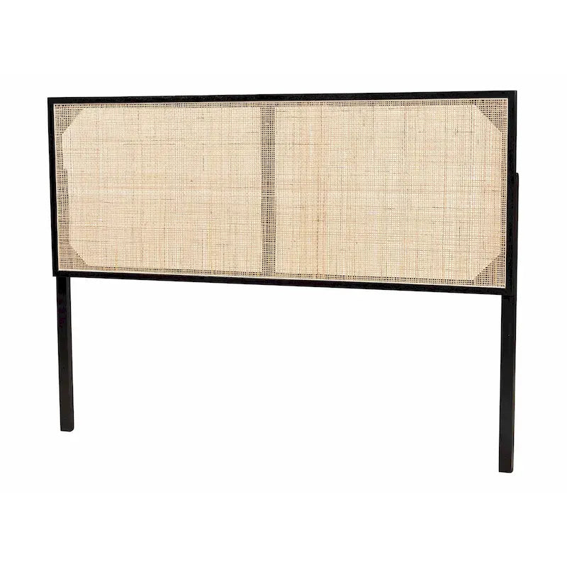 bali & pari Aurelia Tête de lit moderne bohème en bois de bayur et rotin naturel