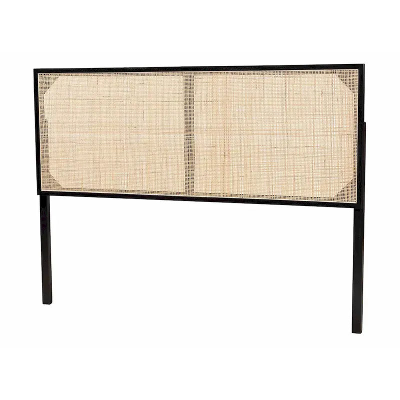 bali & pari Aurelia Tête de lit moderne bohème en bois de bayur et rotin naturel