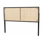 bali & pari Aurelia Tête de lit moderne bohème en bois de bayur et rotin naturel