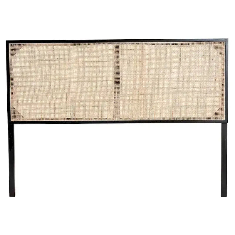 bali & pari Aurelia Tête de lit moderne bohème en bois de bayur et rotin naturel