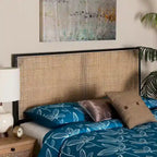 bali & pari Aurelia Tête de lit moderne bohème en bois de bayur et rotin naturel