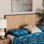 bali & pari Aurelia Tête de lit moderne bohème en bois de bayur et rotin naturel