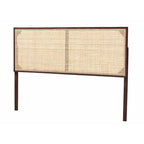 bali & pari Aurelia Tête de lit moderne bohème en bois de bayur et rotin naturel