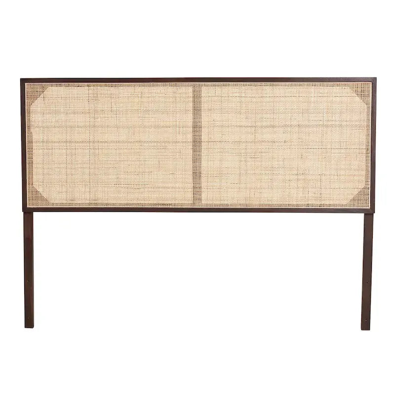 bali & pari Aurelia Tête de lit moderne bohème en bois de bayur et rotin naturel