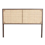 bali & pari Aurelia Tête de lit moderne bohème en bois de bayur et rotin naturel