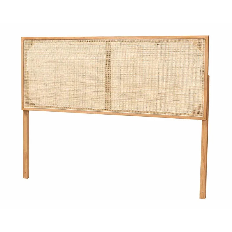 bali & pari Aurelia Tête de lit moderne bohème en bois de bayur et rotin naturel