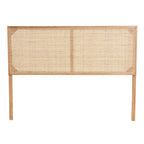 bali & pari Aurelia Tête de lit moderne bohème en bois de bayur et rotin naturel
