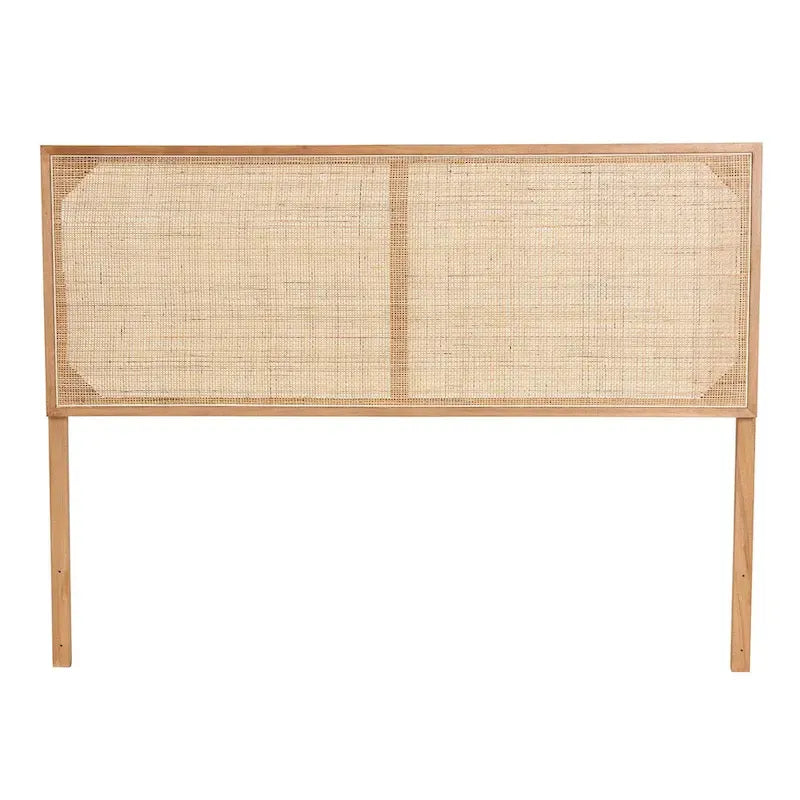 bali & pari Aurelia Tête de lit moderne bohème en bois de bayur et rotin naturel