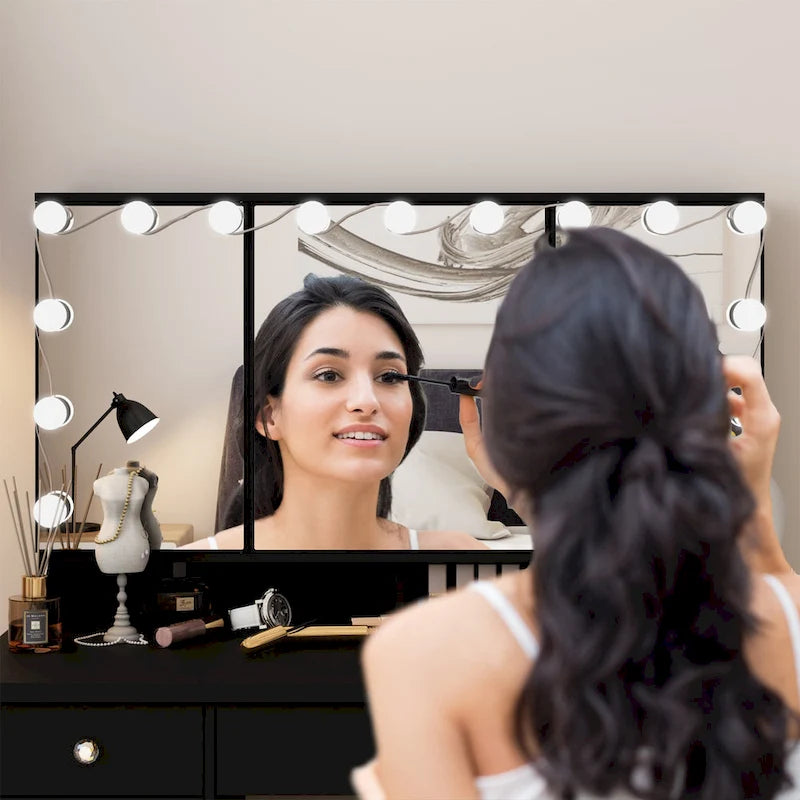 Coiffeuse 40.2W avec 3 Miroirs pour Maquillage