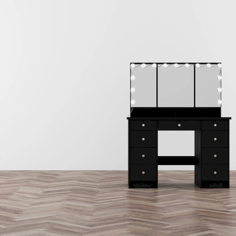 Coiffeuse 40.2W avec 3 Miroirs pour Maquillage