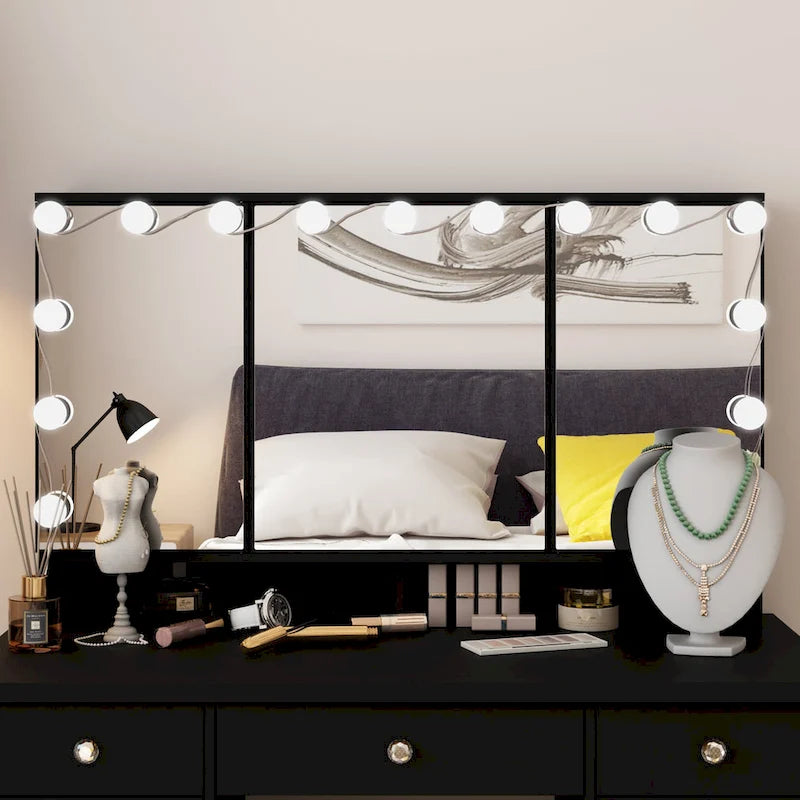 Coiffeuse 40.2W avec 3 Miroirs pour Maquillage