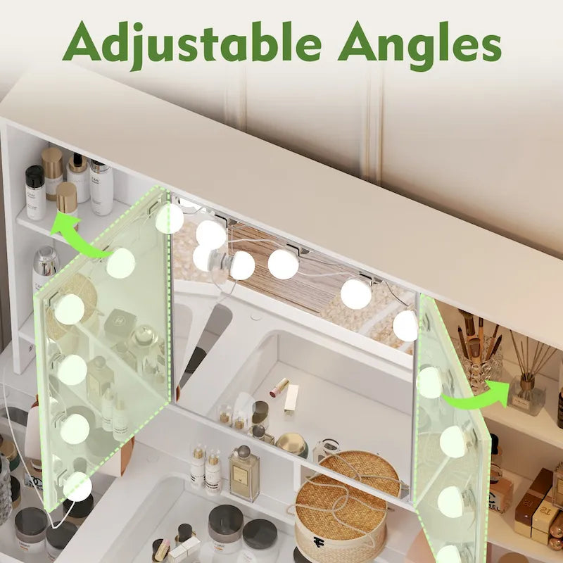 Coiffeuse 40.2W avec 3 Miroirs pour Maquillage