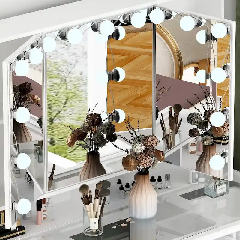 Coiffeuse 40.2W avec 3 Miroirs pour Maquillage