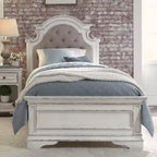 Lit capitonné blanc antique Magnolia Manor