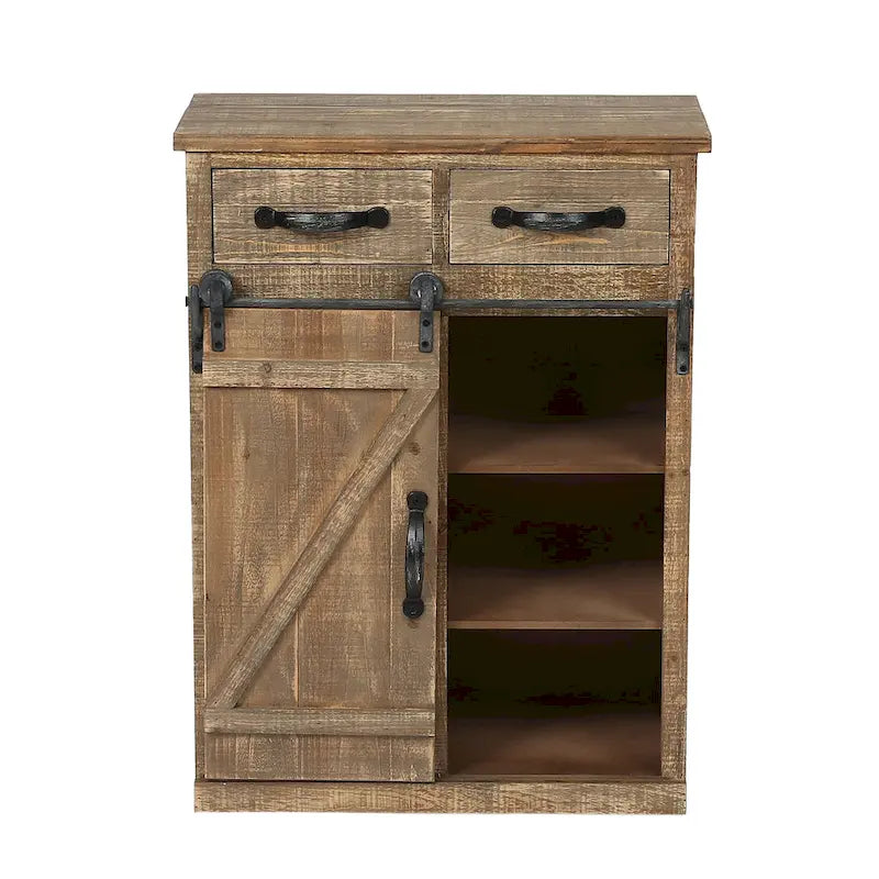 Armoire de rangement avec porte coulissante de style grange rustique marron - 31,8 H x 24 L x 12 P