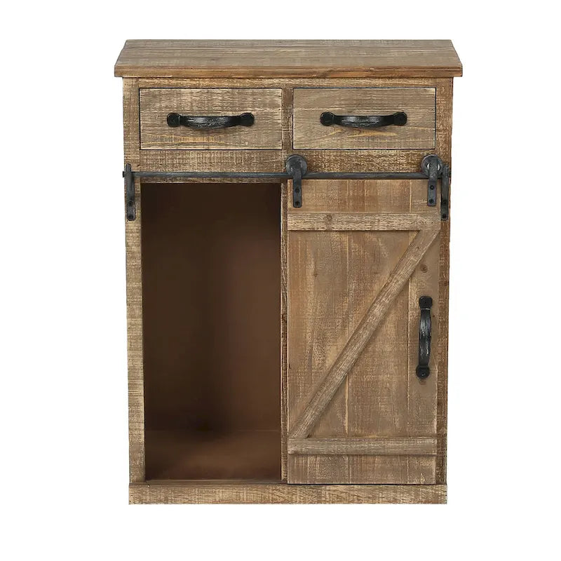 Armoire de rangement avec porte coulissante de style grange rustique marron - 31,8 H x 24 L x 12 P