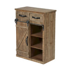 Armoire de rangement avec porte coulissante de style grange rustique marron - 31,8 H x 24 L x 12 P