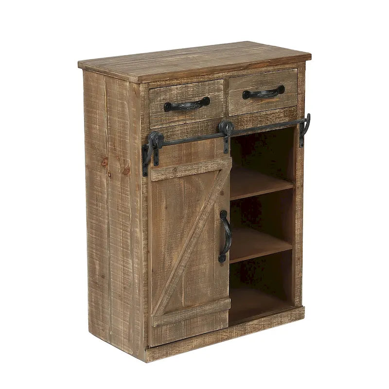 Armoire de rangement avec porte coulissante de style grange rustique marron - 31,8 H x 24 L x 12 P