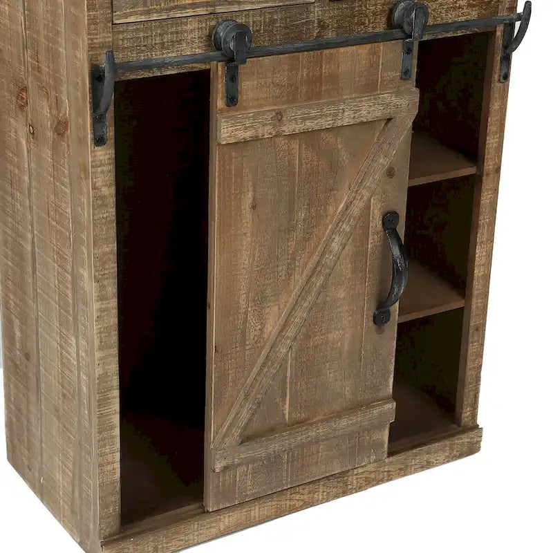 Armoire de rangement avec porte coulissante de style grange rustique marron - 31,8 H x 24 L x 12 P