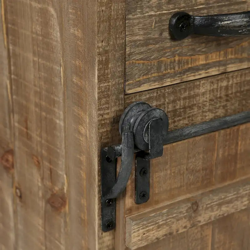 Armoire de rangement avec porte coulissante de style grange rustique marron - 31,8 H x 24 L x 12 P