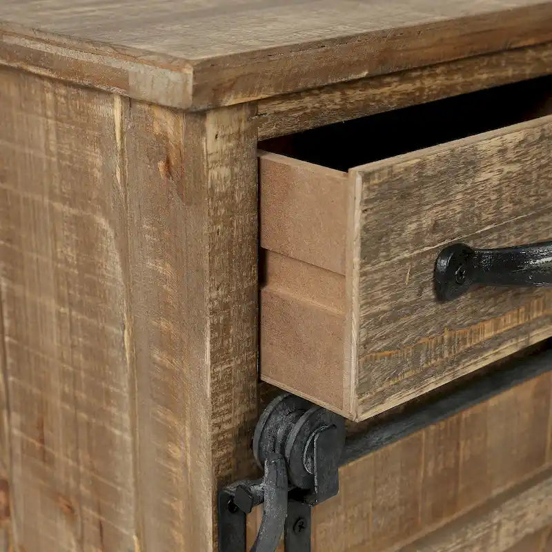 Armoire de rangement avec porte coulissante de style grange rustique marron - 31,8 H x 24 L x 12 P
