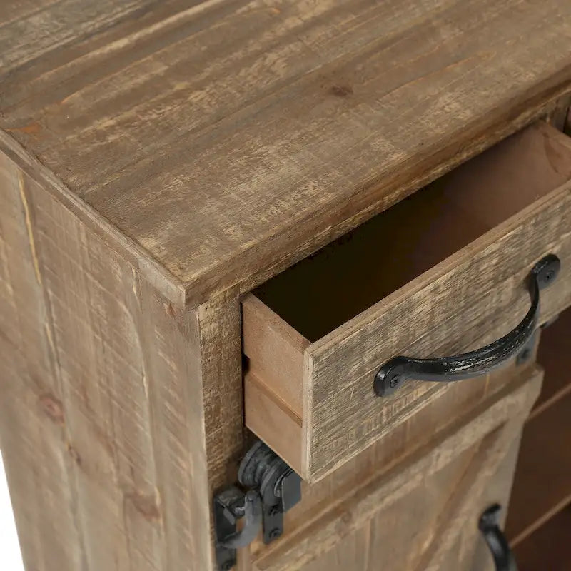 Armoire de rangement avec porte coulissante de style grange rustique marron - 31,8 H x 24 L x 12 P