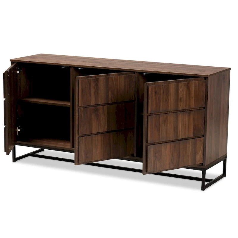 Vaisselier buffet 3 portes Noyer et Noir