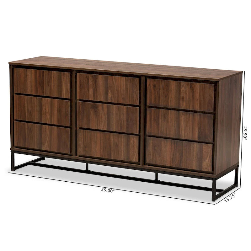 Vaisselier buffet 3 portes Noyer et Noir
