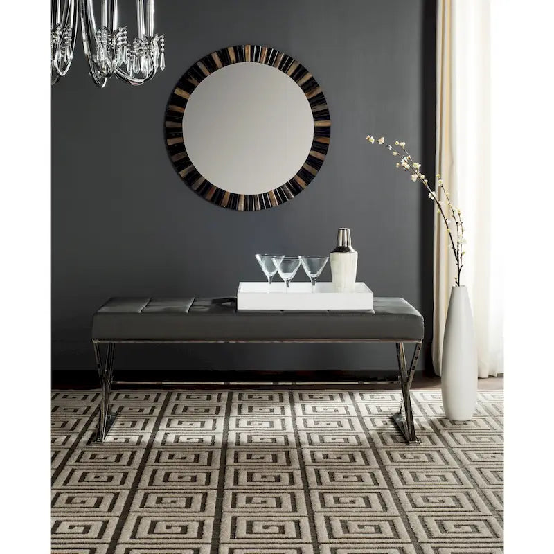 Banc capitonné gris SAFAVIEH Lorayne Modern Glam - 43Wx18Dx18H