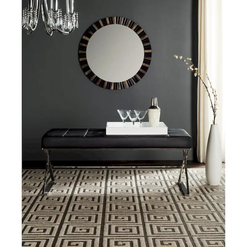 Banc capitonné gris SAFAVIEH Lorayne Modern Glam - 43Wx18Dx18H