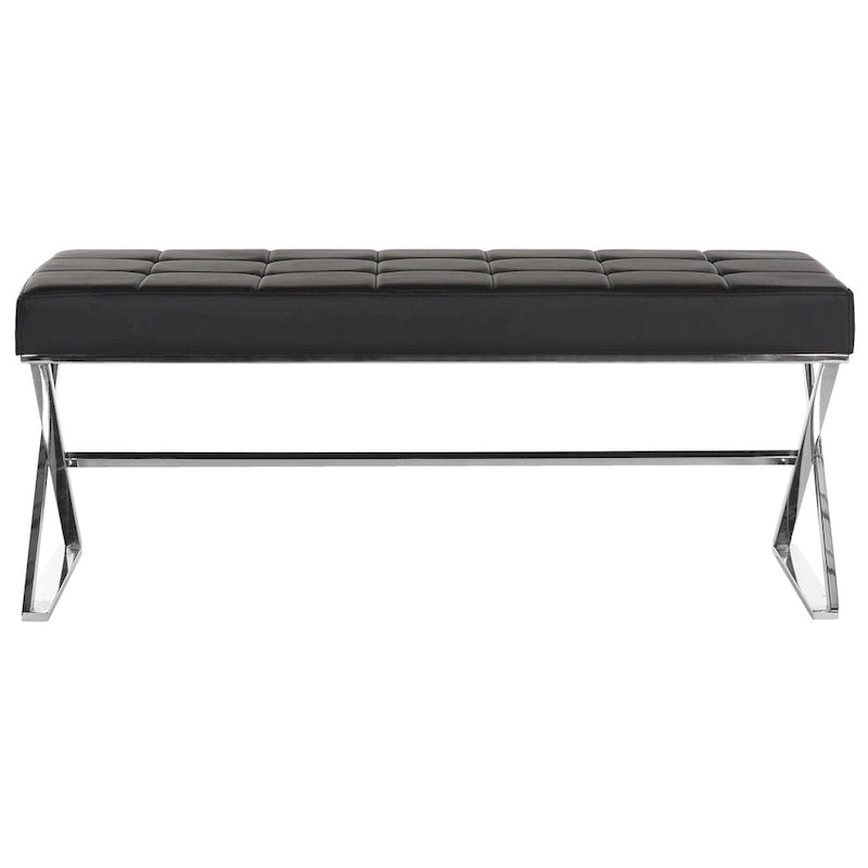 Banc capitonné gris SAFAVIEH Lorayne Modern Glam - 43Wx18Dx18H