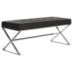 Banc capitonné gris SAFAVIEH Lorayne Modern Glam - 43Wx18Dx18H