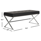 Banc capitonné gris SAFAVIEH Lorayne Modern Glam - 43Wx18Dx18H