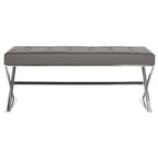 Banc capitonné gris SAFAVIEH Lorayne Modern Glam - 43Wx18Dx18H