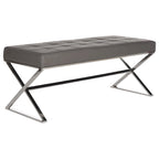 Banc capitonné gris SAFAVIEH Lorayne Modern Glam - 43Wx18Dx18H