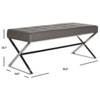 Banc capitonné gris SAFAVIEH Lorayne Modern Glam - 43Wx18Dx18H
