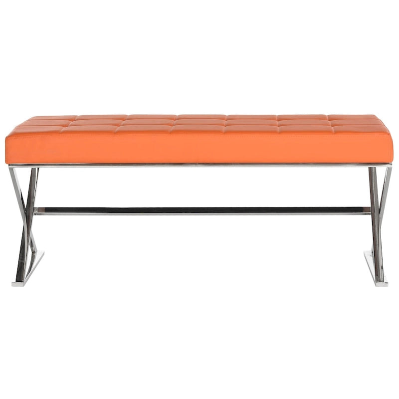 Banc capitonné gris SAFAVIEH Lorayne Modern Glam - 43Wx18Dx18H