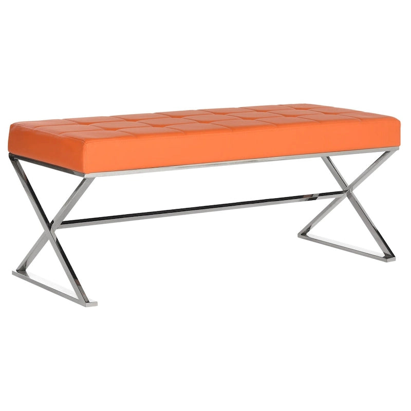 Banc capitonné gris SAFAVIEH Lorayne Modern Glam - 43Wx18Dx18H
