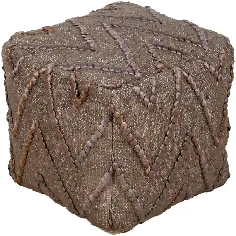 Pouf carré Artistic Weavers Elyando Global en jute texturé de 40,6 cm