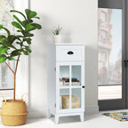 Meuble de rangement de salle de bain mince et table d'appoint en MDF blanc - 37 H x 15,7 L x 11,8 P
