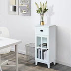 Meuble de rangement de salle de bain mince et table d'appoint en MDF blanc - 37 H x 15,7 L x 11,8 P